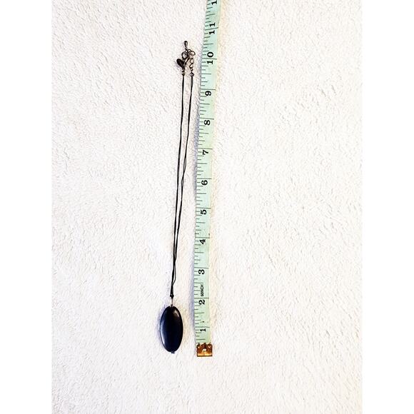 EXPRESS Blue Polished Glass Stone Pendant Fashion Necklace 10" Adjustable Y2K - Picture 4 of 7